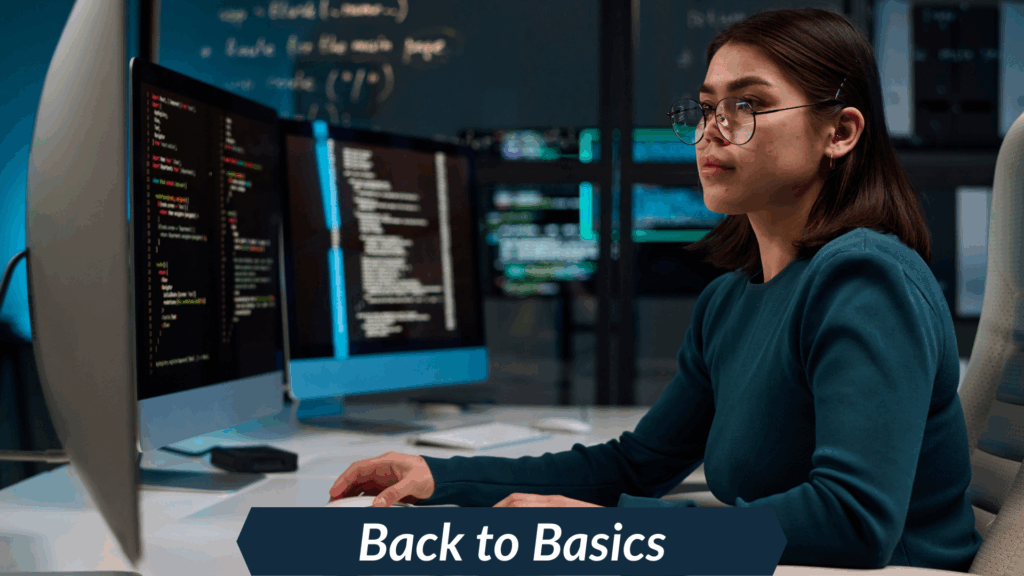 Woman working on cybersecurity risk management